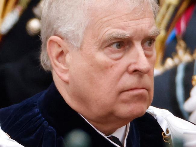 Britain's Prince Andrew, Duke of York  leaves Westminster Abbey after the Coronation Ceremonies of Britain's King Charles III and Britain's Queen Camilla in central London on May 6, 2023. - The set-piece coronation is the first in Britain in 70 years, and only the second in history to be televised. Charles will be the 40th reigning monarch to be crowned at the central London church since King William I in 1066. Outside the UK, he is also king of 14 other Commonwealth countries, including Australia, Canada and New Zealand. (Photo by Odd ANDERSEN / AFP)