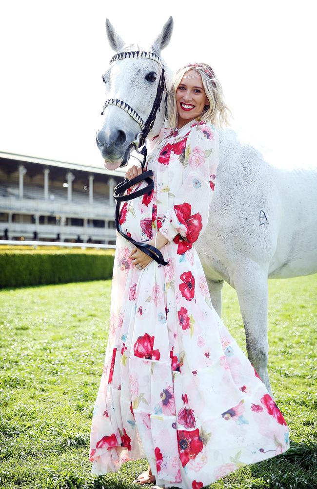 Pictured at Royal Randwick Racecourse today is Phoebe Burgess with horse Digger, ahead of Colgate Optic White Stakes Day on Saturday. Picture: Tim Hunter.