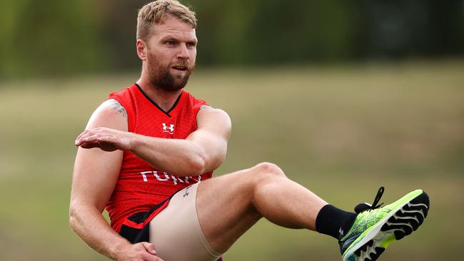 Jake Stringer faces a key fitness test this week if he’s to play against Brisbane on Saturday. Picture: Mark Stewart