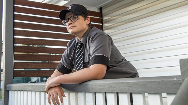 Harrison Kirk, best friend of Jonah Waterson, who suicided at 14, is sad and angry he had been ‘left behind’ and wants other kids to speak up if they’re struggling. Pic Mark Cranitch.