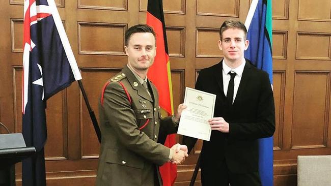 Liam Wolf pictured at his enlistment ceremony on February 4.