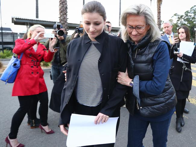 Jill Wran supports her daughter following her release from Silverwater Women’s Correctional Facility in September 2016. Picture: Renee Nowytarger 