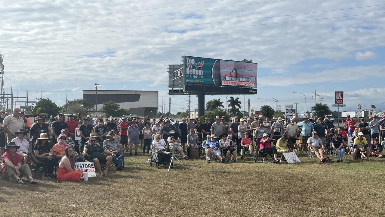 Hundreds turned out to the Townsville Rally Against Crime on Saturday morning. Picture: Leighton Smith.