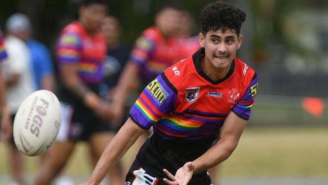 Xavier Hellyer playing school footy last season. Picture: Evan Morgan