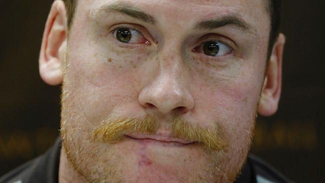 Jarryd Roughead fronts the media. Pic: Michael Klein