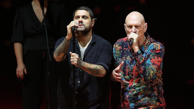 Dan Sultan also joined Peter Garrett on stage. Picture: Mike Dugdale