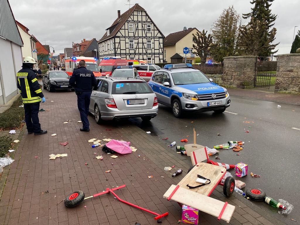 A broken handcart at the horrific scene. Picture: AFP