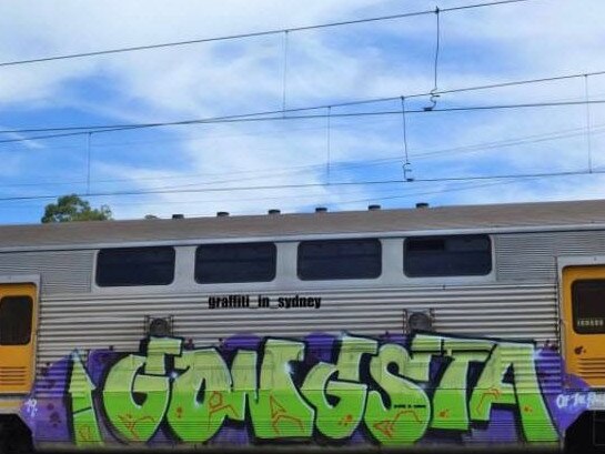 The tag on a train at Lidcombe, which Sydney trains was seeking $842 or restitution for.