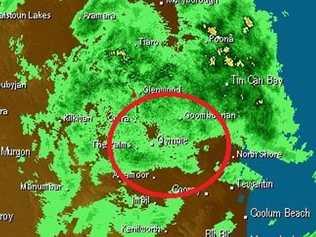 Rain sitting over Gympie on Show Friday. Picture: Contributed