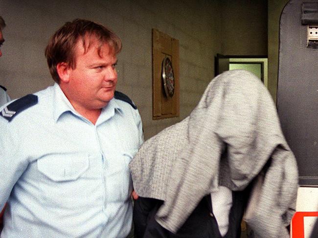 Bateau Bay man Ross Alfred Shane Sales, 24, taken into Wyong police station after shooting a woman, JF, on her way into Wyong Local Court. Picture: Robert McKell