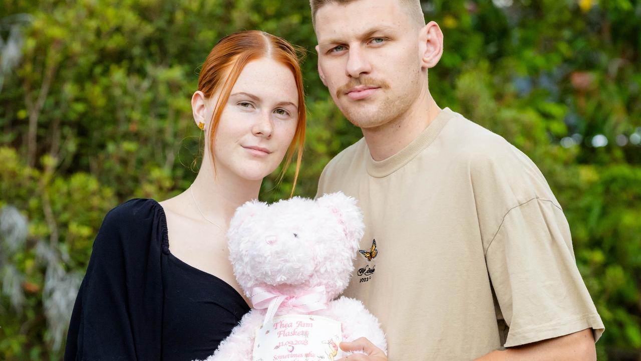 Meg and James Flaskett from Griffin lost their newborn daughter Thea due to complications. Picture: Richard Walker