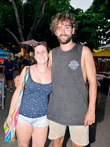 Celine Seghers, and Derrick Rogers, at the last Mindil Markets for 2017. Picture: Michael Franchi