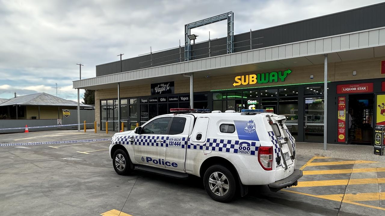 Police at the scene of the vape shop following reports of an explosion.