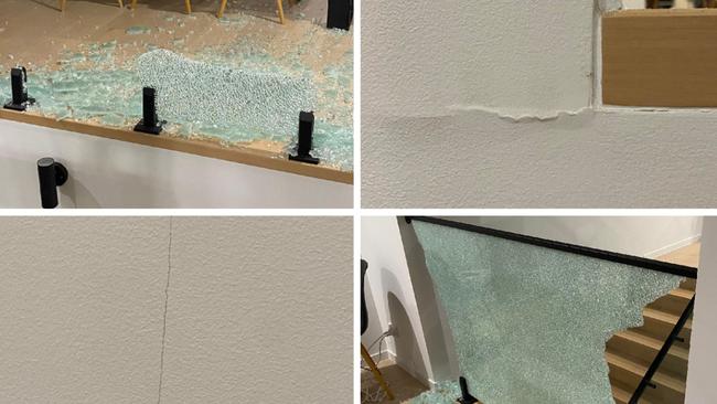 Shannon Bell says light rail stage 3 underground construction works caused cracks and glass to shatter in his Mermaid Beach home. Picture: supplied