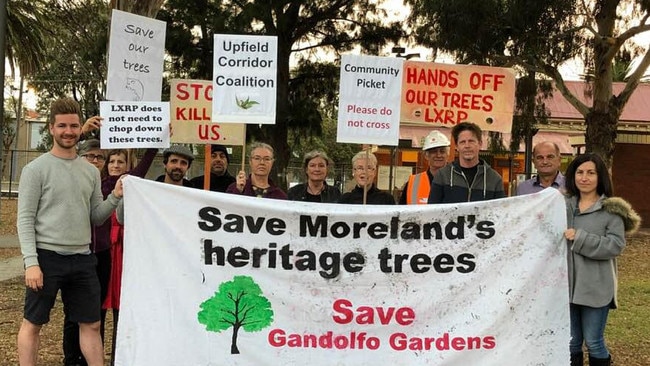 Moreland locals have stopped level crossing removal works in their tracks today. Picture: Supplied