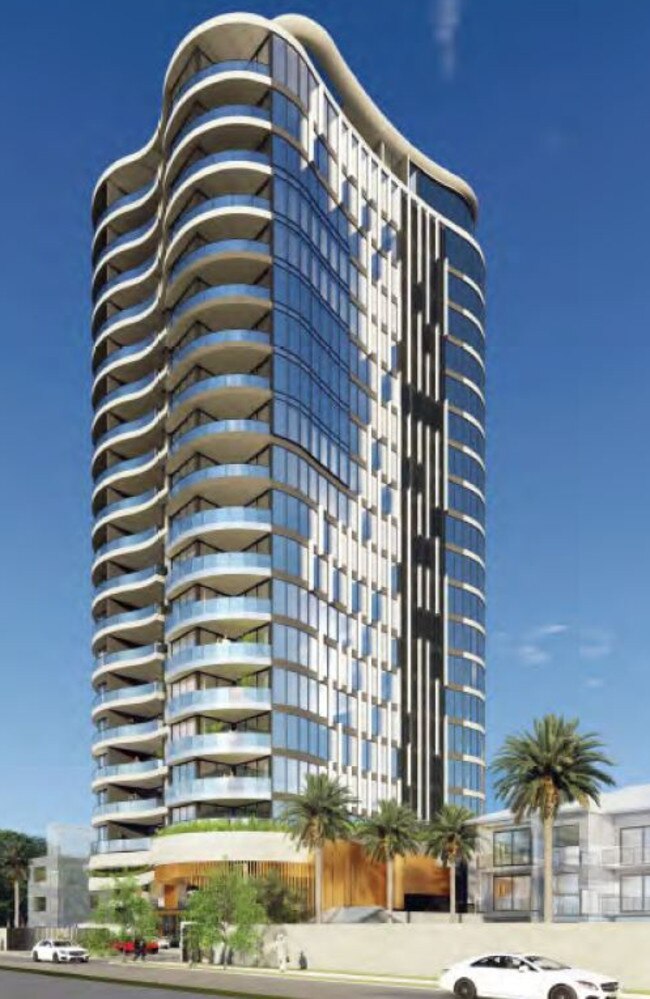 The proposed Second Avenue tower for Broadbeach, being developed by Jim Raptis