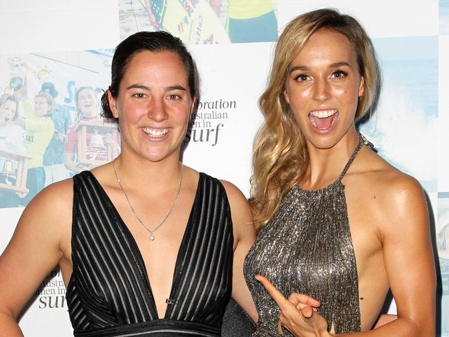 Tyler Wright and Sally Fitzgibbons at the 2016 Sally Fitzgibbons Foundation Celebration Of Women In Surf Gala Dinner.