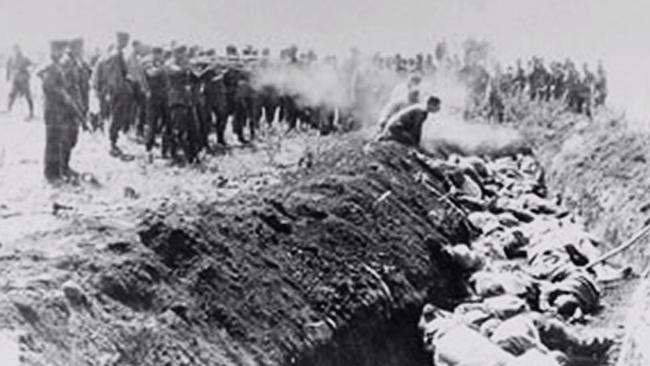 Jews are murdered by the Nazis at a ravine in Babi Yar, Ukraine, in 1941. Picture: Supplied