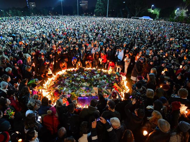 Reclaim Princes Park vigil for Eurydice Dixon in Carlton. Picture: Jason Edwards