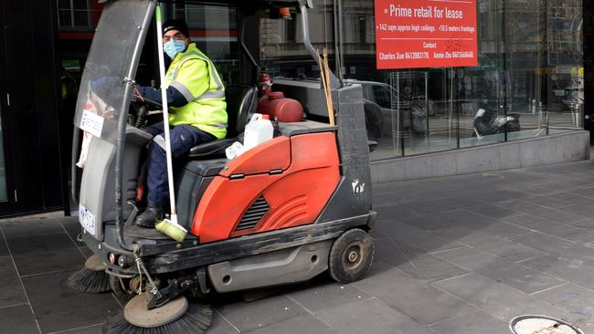 A male street sweeper at work in Melbourne. Picture: NCA NewsWire