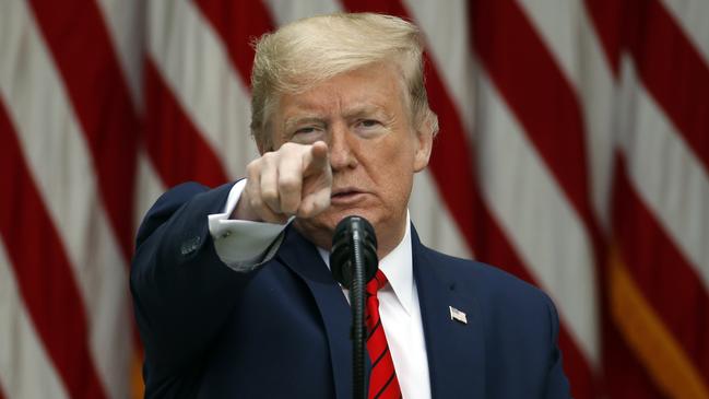 Donald Trump this week during a press briefing on the pandemic. Picture: AP