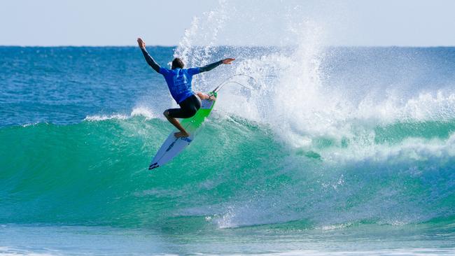 Frederico Morais of Portugal surfs in Heat 4 on Wednesday. (Photo: Andrew Shield/World Surf League)