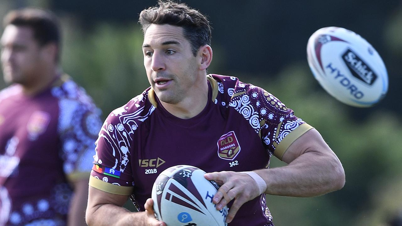 Billy Slater trains during Queensland camp.