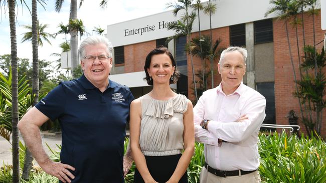 TEL life member Tony Mooney, who started TEL 33 years ago, TEL CEO Claudia Brumme-Smith, and TEL Chairman Kevin Gill. Picture: Shae Beplate.