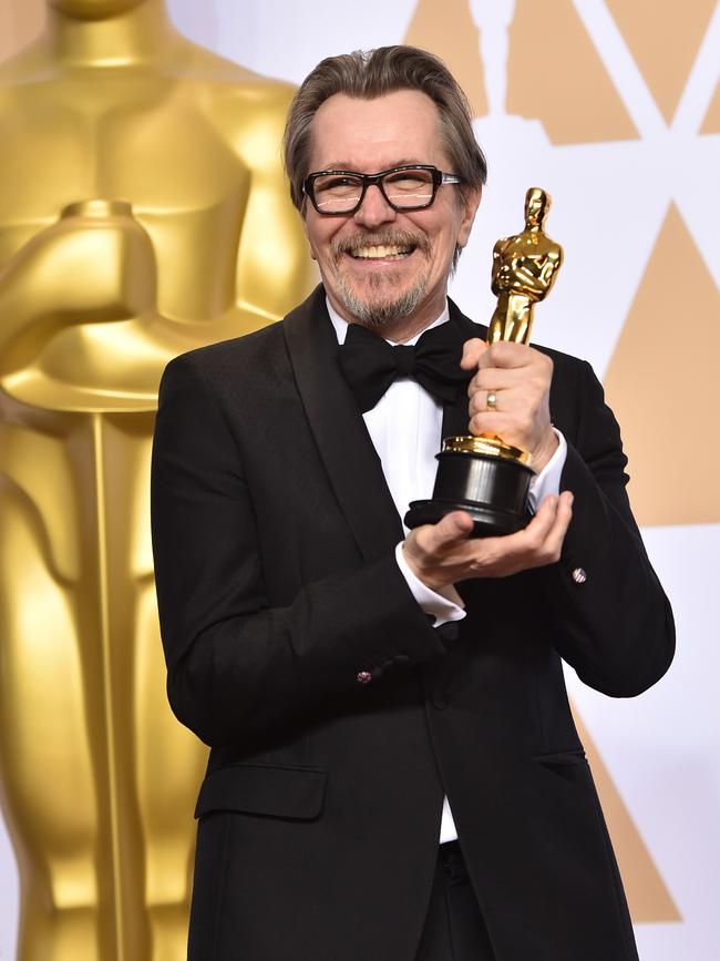 Oldman, seen her holding his Oscar for The Darkest Hour, has been sober for 27 years. Picture: Alberto E. Rodriguez/Getty Images