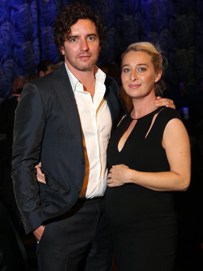 Real pregnancy ... Vincent Fantauzzo and then pregnant Asher Keddie at the GQ Men of the Year 2014 party. Picture: News Corp