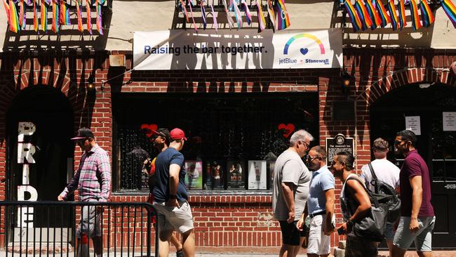 The Stonewall Inn in New York City, scene of a three-night riot which kicked off on June 28, 1969. The incident was the birth of the modern homosexual and trans rights movement in America. Picture: Spencer Platt/AF