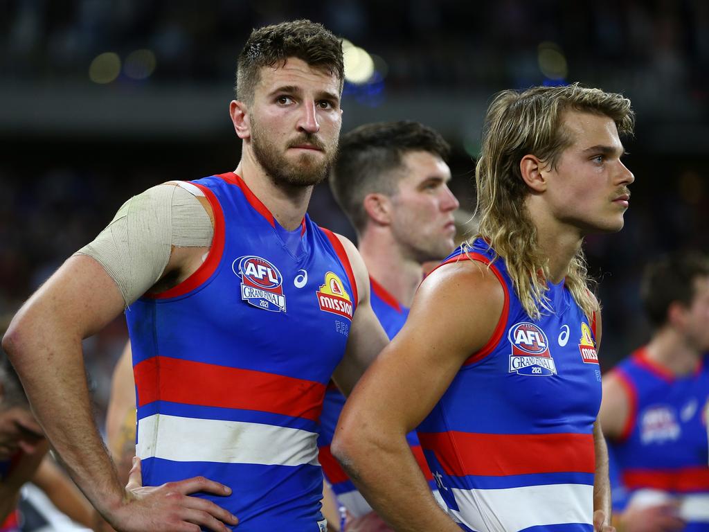 Bontempelli (L) is confident the Bulldogs can bounce back. (Photo by Gary Day/AFL Photos via Getty Images)