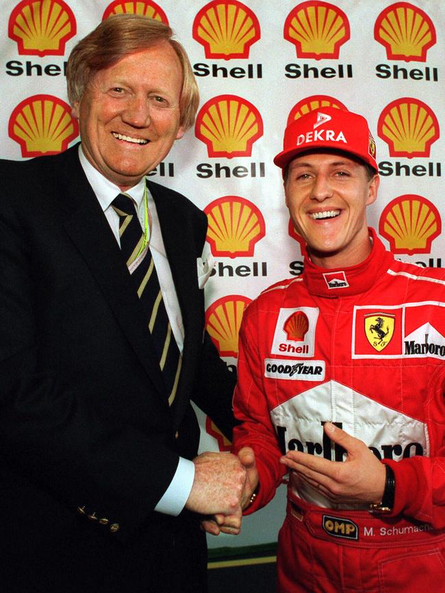 Ron Walker with Michael Schumacher in Melbourne.