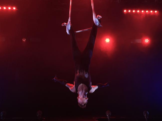 Aerialist Andy Sumner in action during the show. Picture: Adam Head.