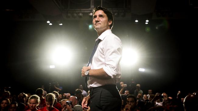 Federal Liberal Leader Justin Trudeau speaks to supporters during a campaign stop in Toronto on Monday, August 17, 2015. (Darren Calabrese/The Canadian Press via AP) MANDATORY CREDIT