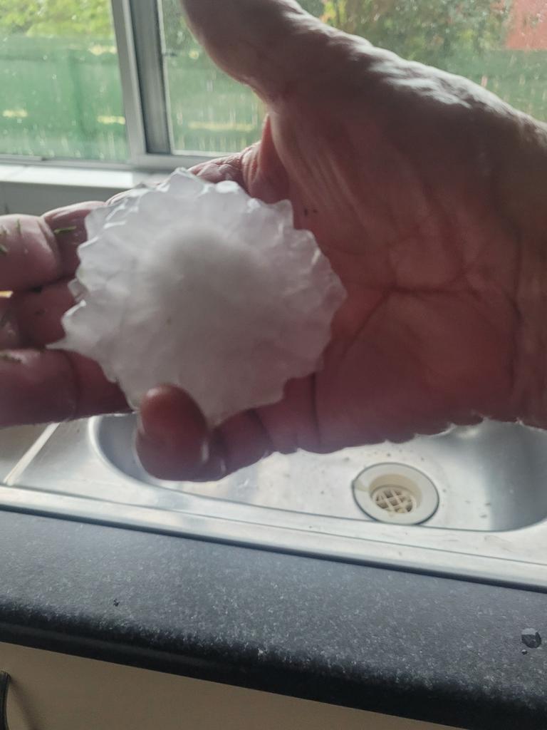 The giant hail fell in Stanthorpe. Picture: Linda Lennon