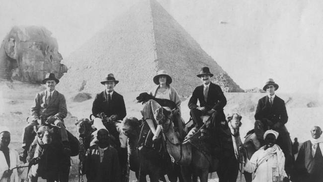 Enid Lindeman (centre) in Egypt in 1922 with husband Frederick Cavendish (mounted, second left).