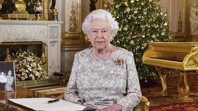 Queen Elizabeth poses during her annual Christmas Day message at Buckingham Palace. Picture: AP 