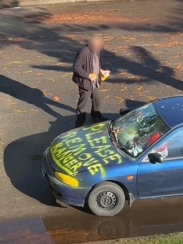 Manly residents are divided over a local man’s decision to vandalise a seemingly abandoned car parked on a popular street. Picture: Facebook