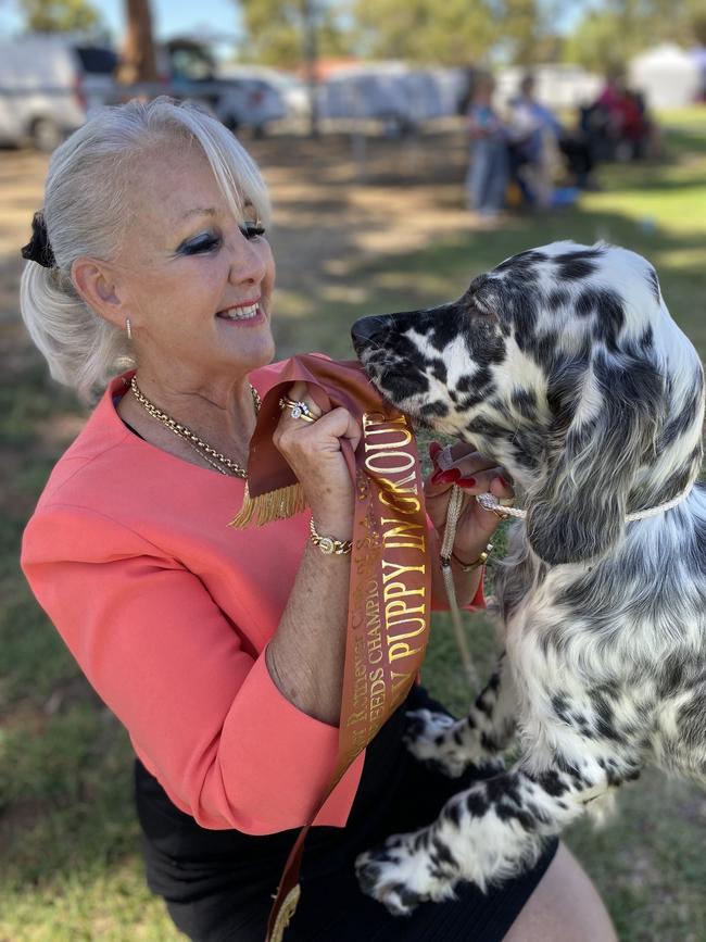 Margaret Jones with her dog Miracle. Miracle is missing in Northern Queensland. Picture supplied