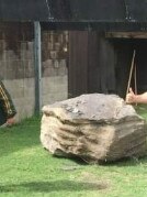 The large boulder which fell at the Newcastle Pistol Club last week. Picture: supplied.