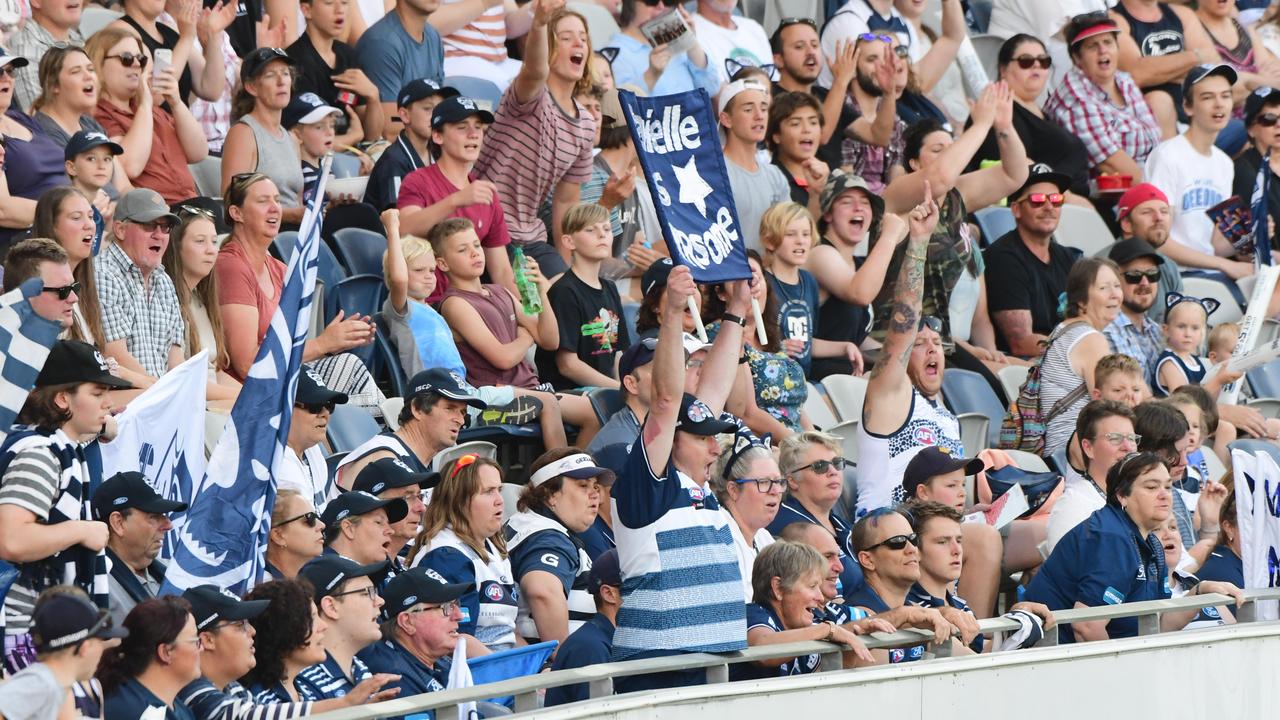 There was a huge crowd at the Cats v Pies AFLW game at GMHBA Stadium. Picture: Stephen Harman