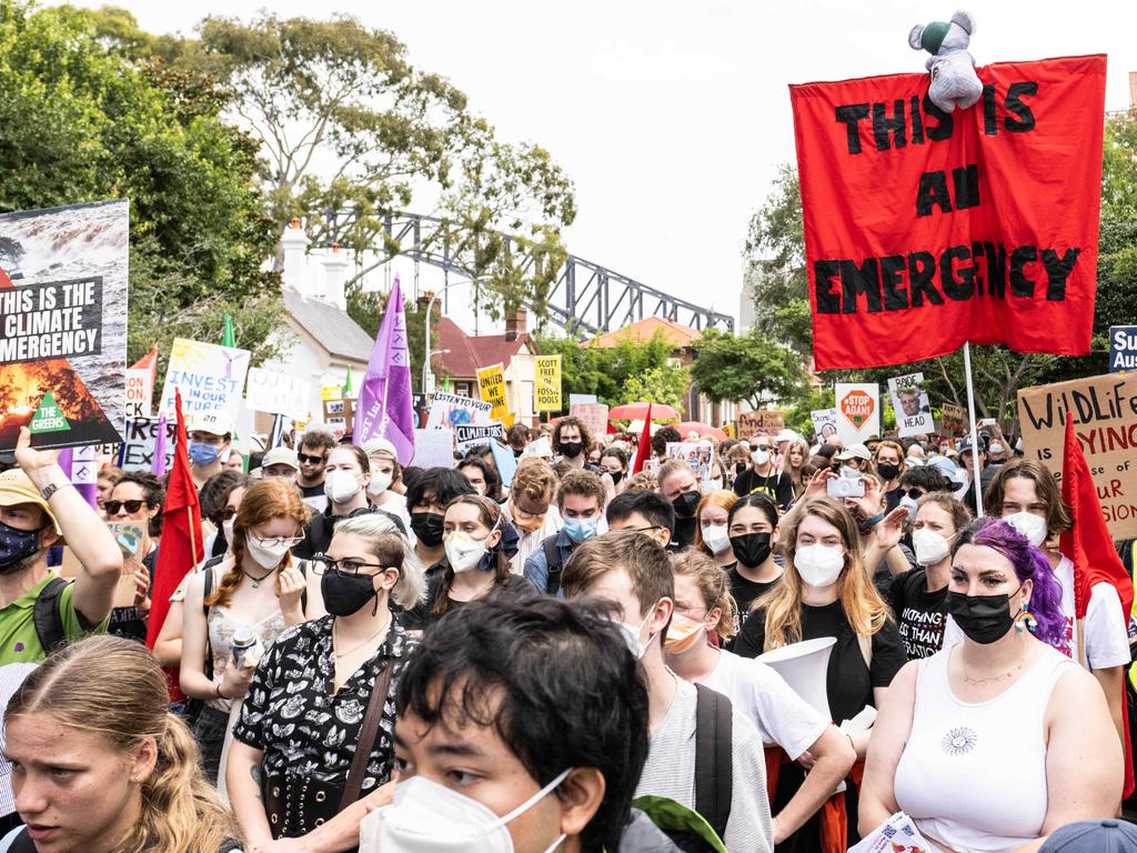 Around 1000 students and allies protested climate action on Friday. Picture: NCA NewsWire / James Gourley