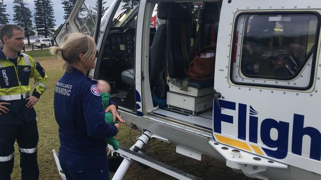 A 10-week old baby from Wamberal has been flown to hospital. Picture: CareFlight