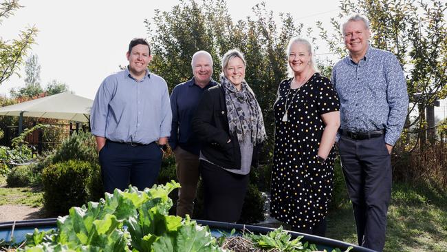 Central Goldfields school leaders Ash Harvey of Carisbrook Primary, Andrew Tatchell of Timor Primary, Katie Lovel of Natte Yallock Primary, Tess Kelly of Talbot Primary and David Sutton of Maryborough Education Centre have all backed the new Healthy Kids Advisors program. Picture: Nicole Cleary