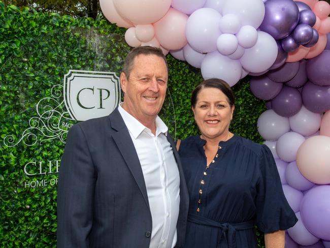 (From left) Garry and Belinda Watt. Weetwood Raceday at Toowoomba Turf Club. Saturday, September 28, 2024. Picture: Nev Madsen.