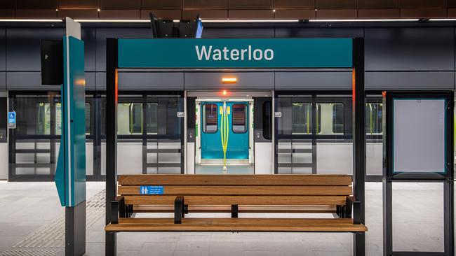 Sydney Metro City and Southwest train TS45 waits at the platform at Waterloo station during testing. Picture: Supplied