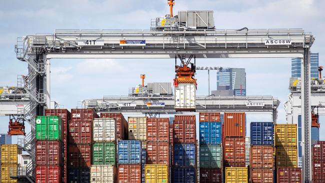 Containers at Webb Dock, Port of Melbourne. Picture: Mark Stewart