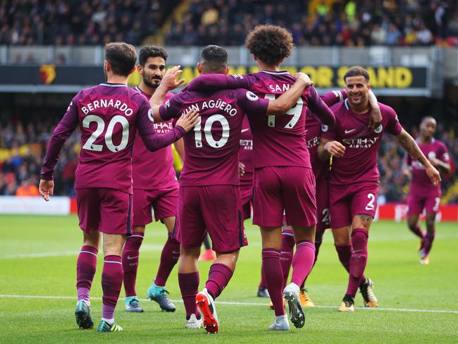 Manchester City celebrate.