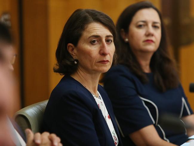 NSW Premier Gladys Berejiklian with State and Territory Leaders at a COAG Press Conference after the meeting in Parliament House, Canberra. Picture Kym Smith